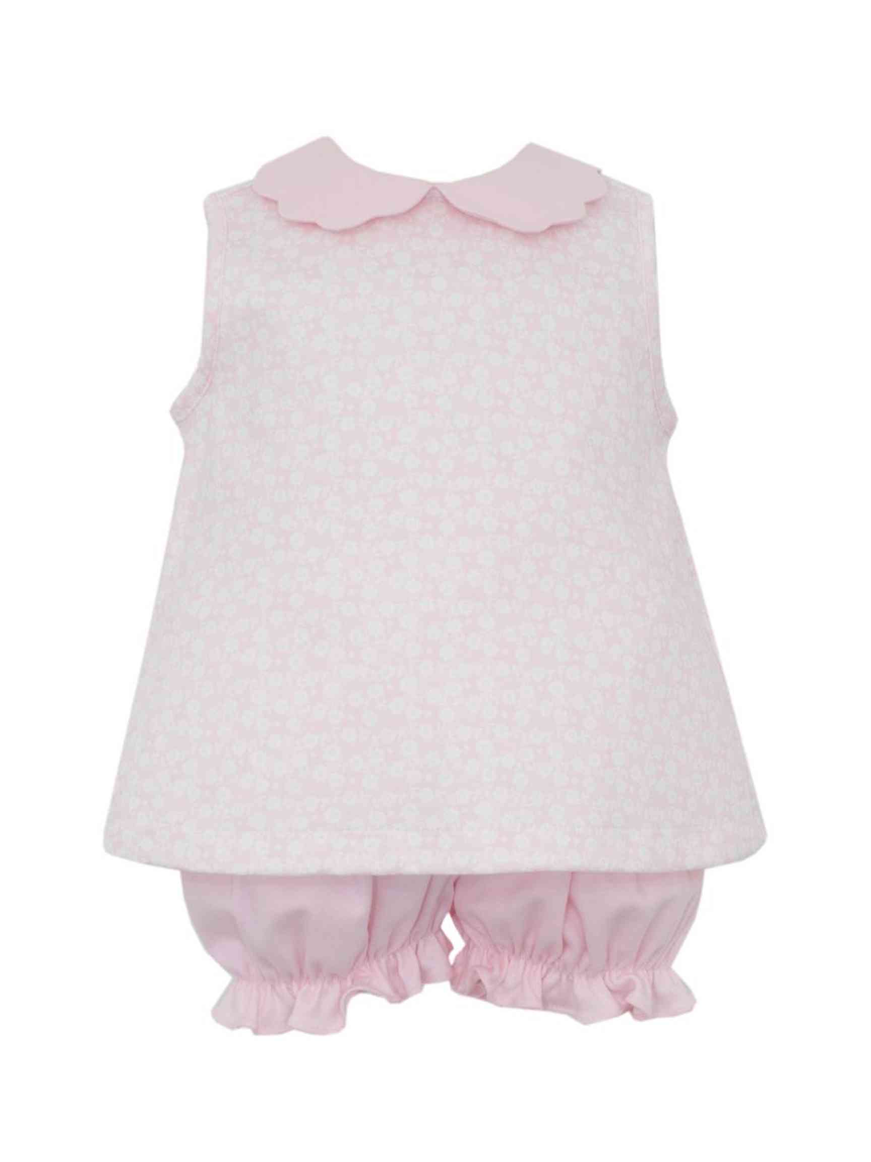 Pink Knit Floral Sleeveless Bloomer Set