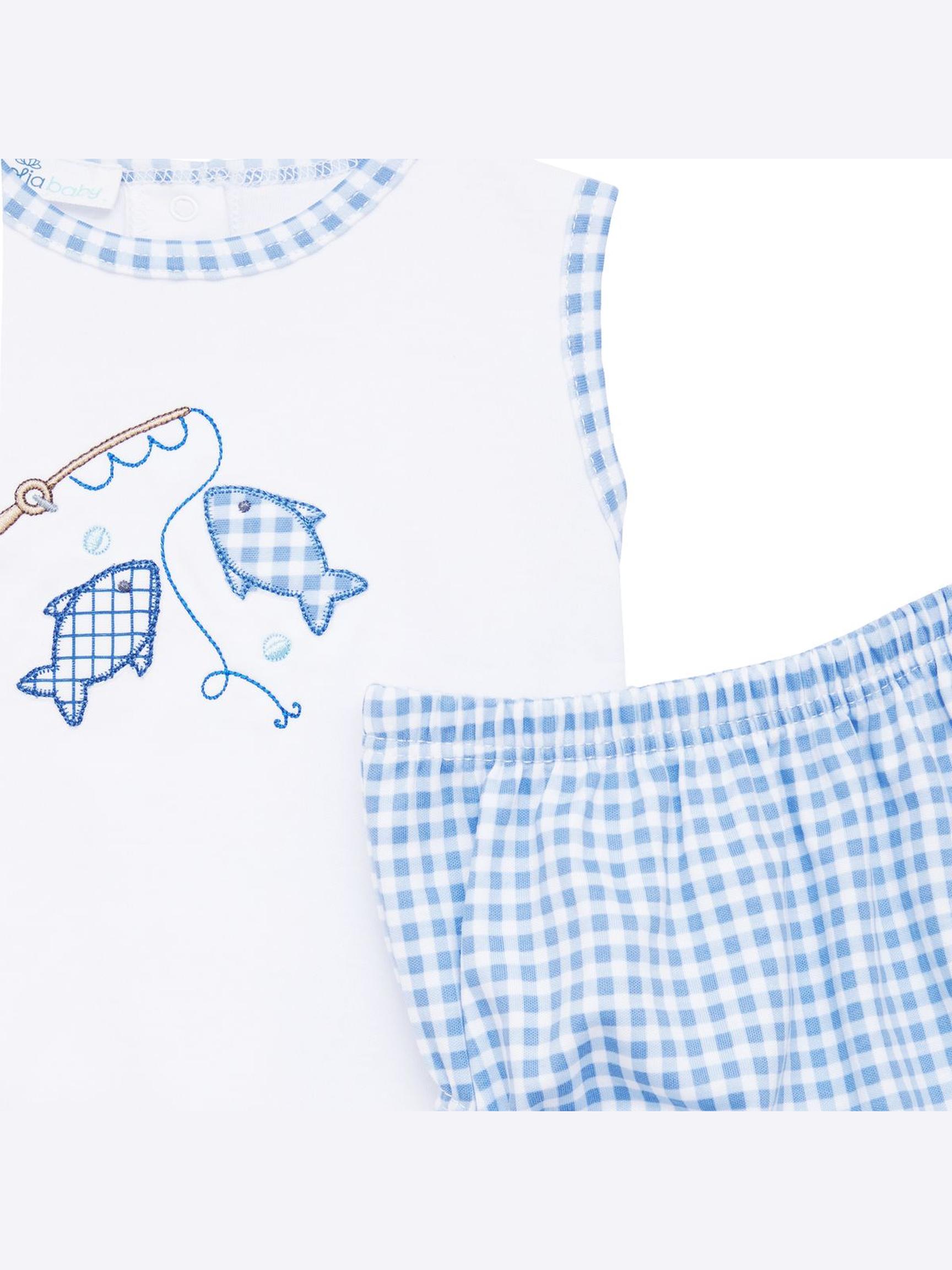 Gone Fishing Diaper Cover Set - Light Blue - Posh Tots Children's Boutique