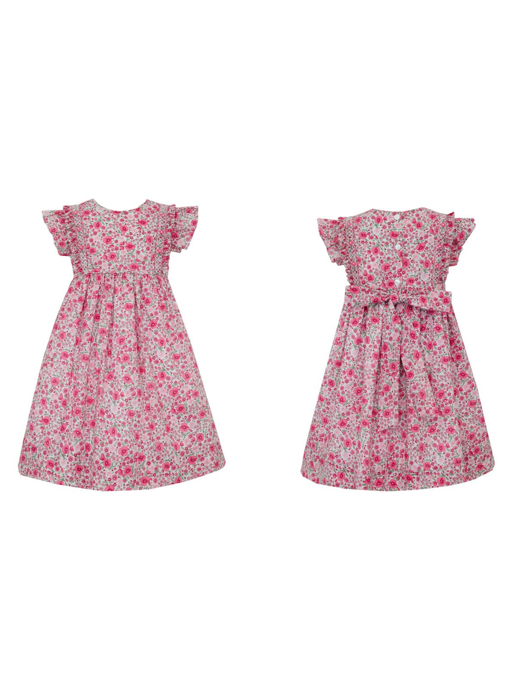 Pink Roses Dress w/Double Ruffles