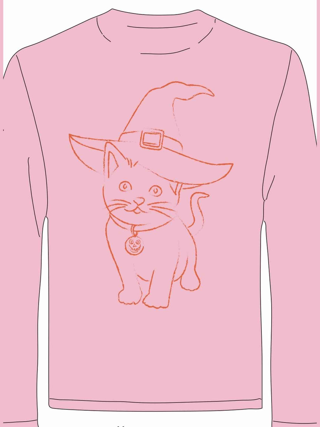 Pink Halloween Cat LS T-Shirt