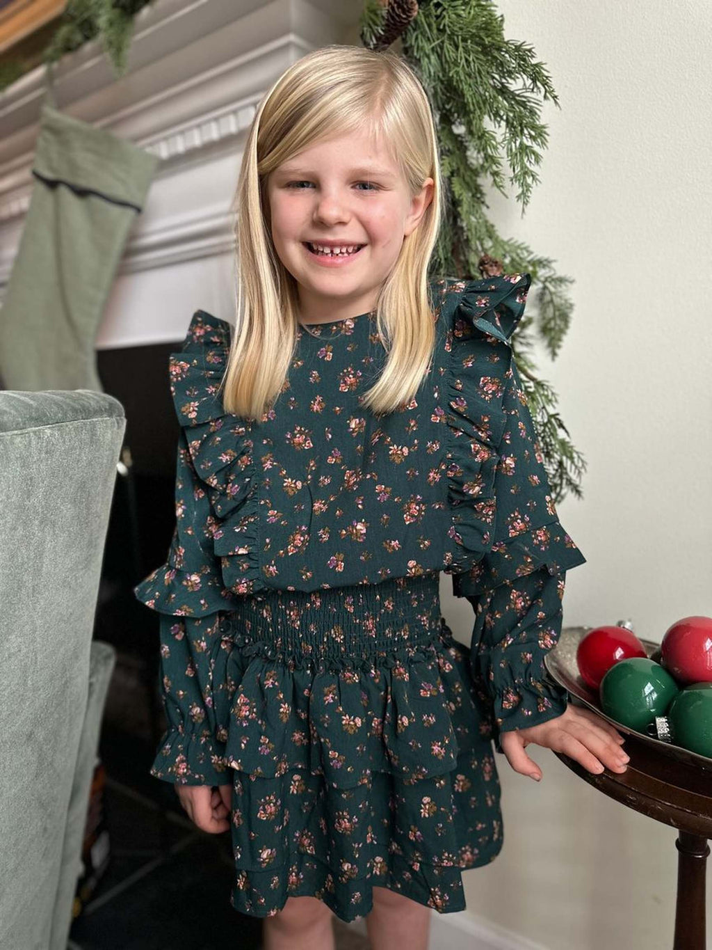 Charlie Dress - Evergreen Vintage Floral