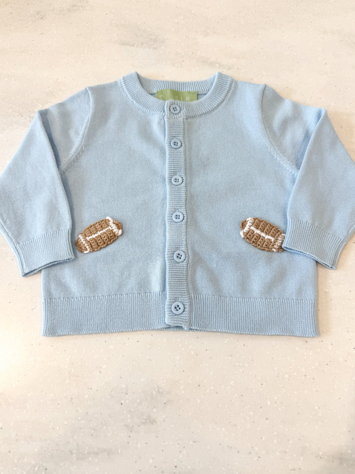 Blue Crochet Football Cardigan