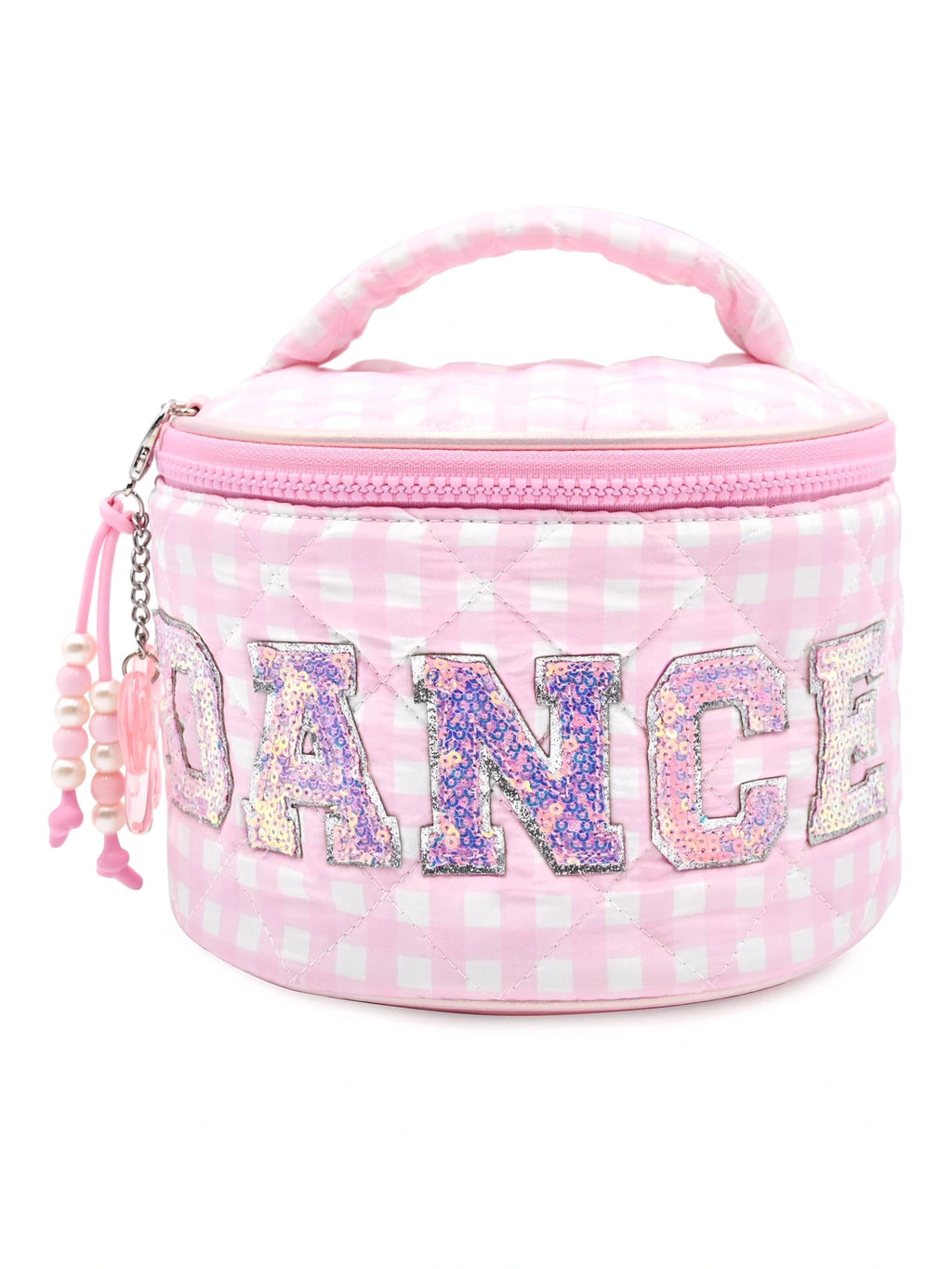 'DANCE' Quilted Gingham Round Glam Bag w/ Charm