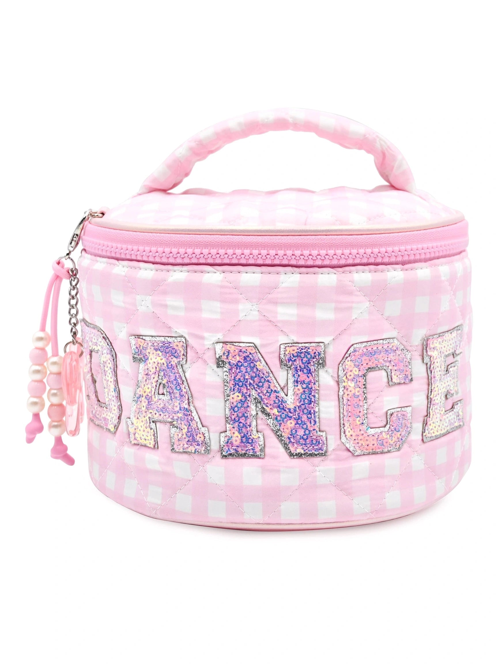 'DANCE' Quilted Gingham Round Glam Bag w/ Charm