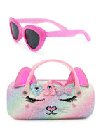 Bella Heart Flower Butterfly Crown Glitter Case and Sunglasses