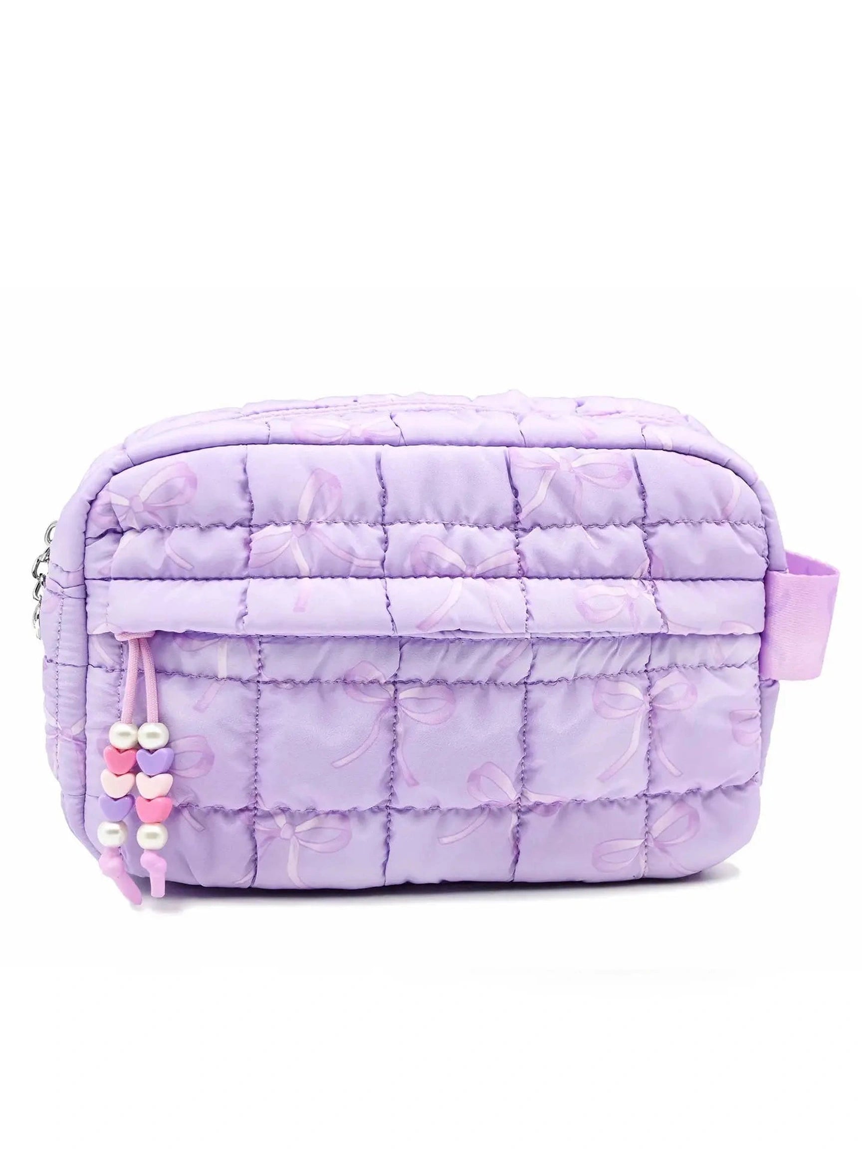 Quilted Scrunchies Bow Printed Pouch