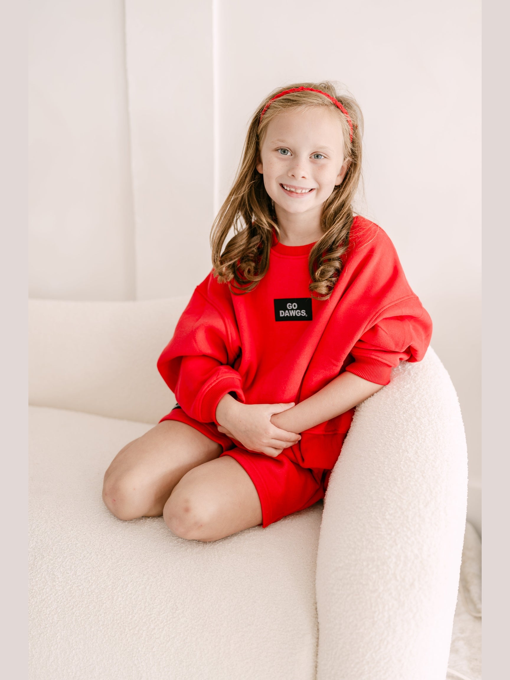 The Becca Boxy Crewneck Go Dawgs Woven Label