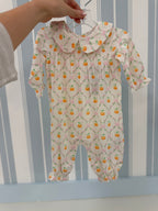 Pretty Pumpkin Trellis - Smocked Long Sleeve Romper