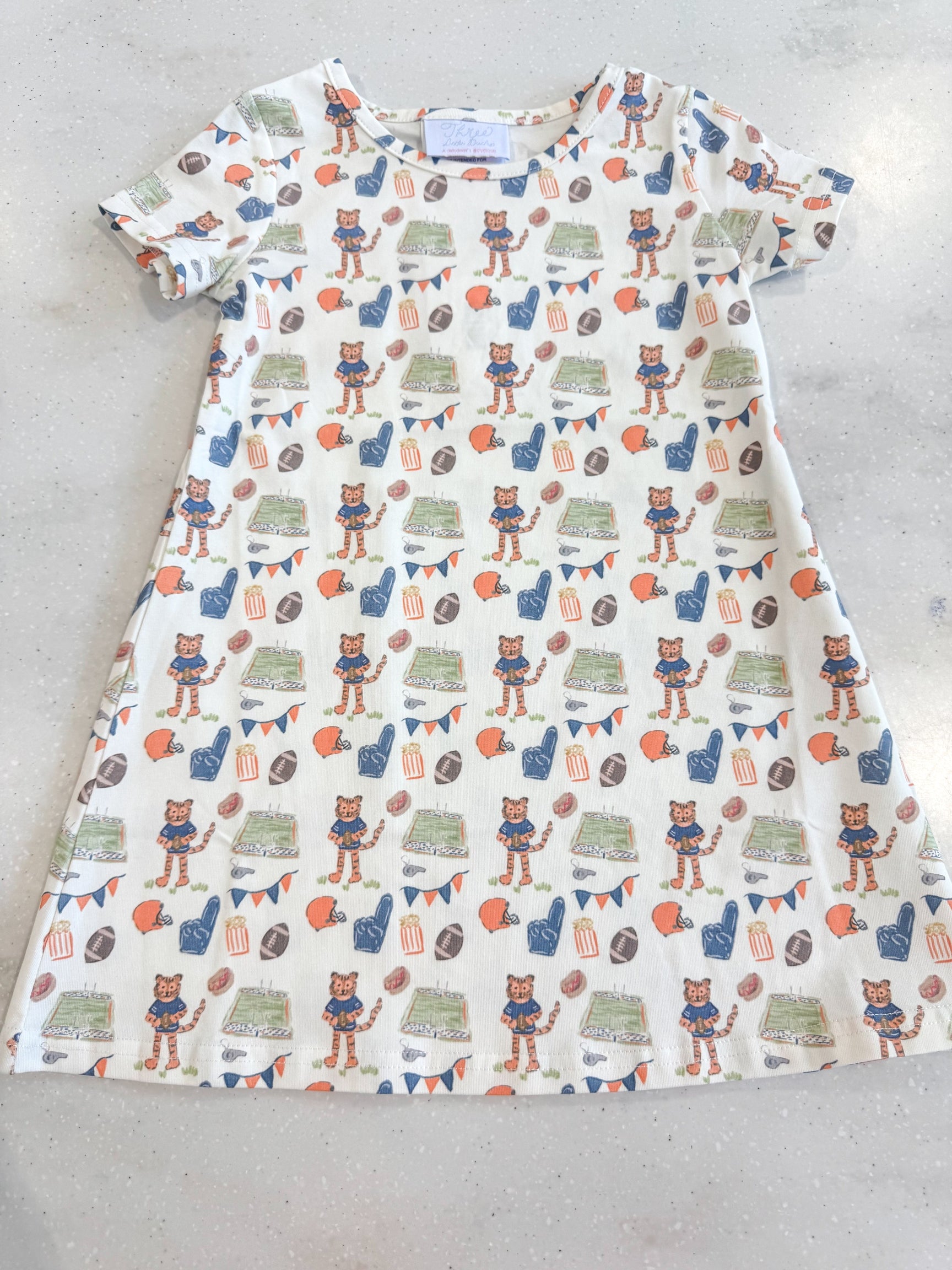 Charlotte S/S Play Dress - Game Day Tiger