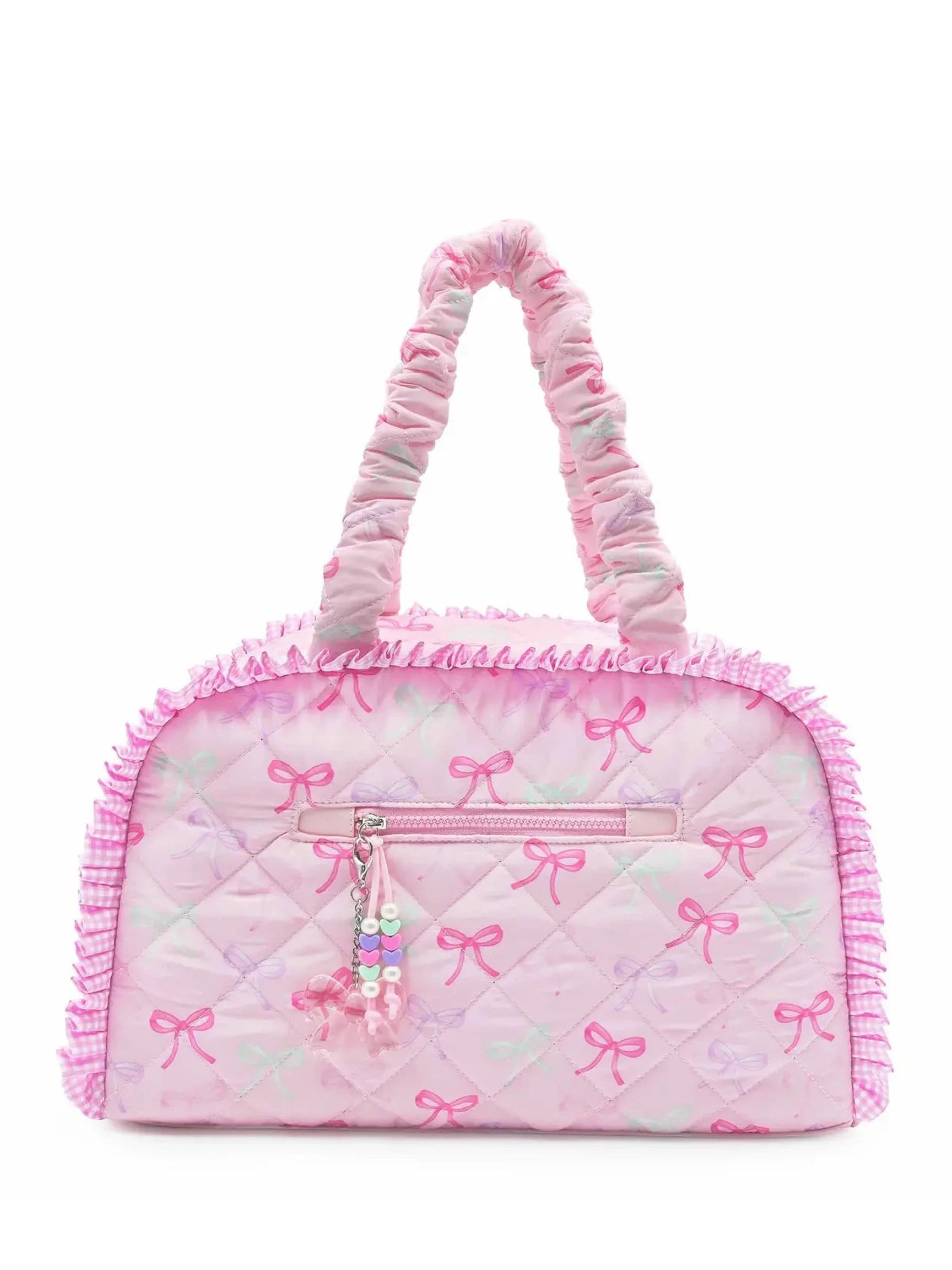 Quilted Bow Printed Medium Duffle Bag