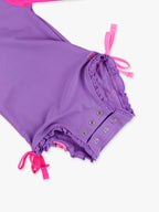 Neon Purple Color Block Long Sleeve One Piece Rash Guard Swimsuit - Baby Girl - Posh Tots Children's Boutique