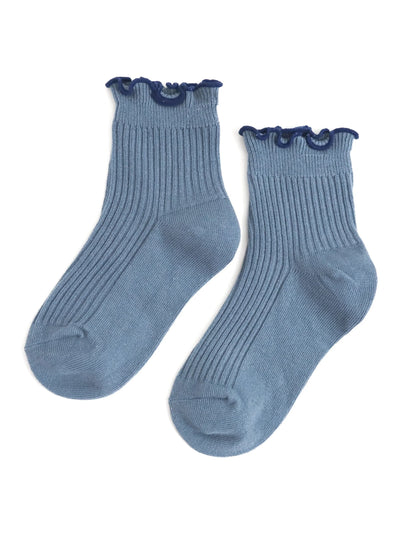 Ribbed Lettuce Trim Midi Socks