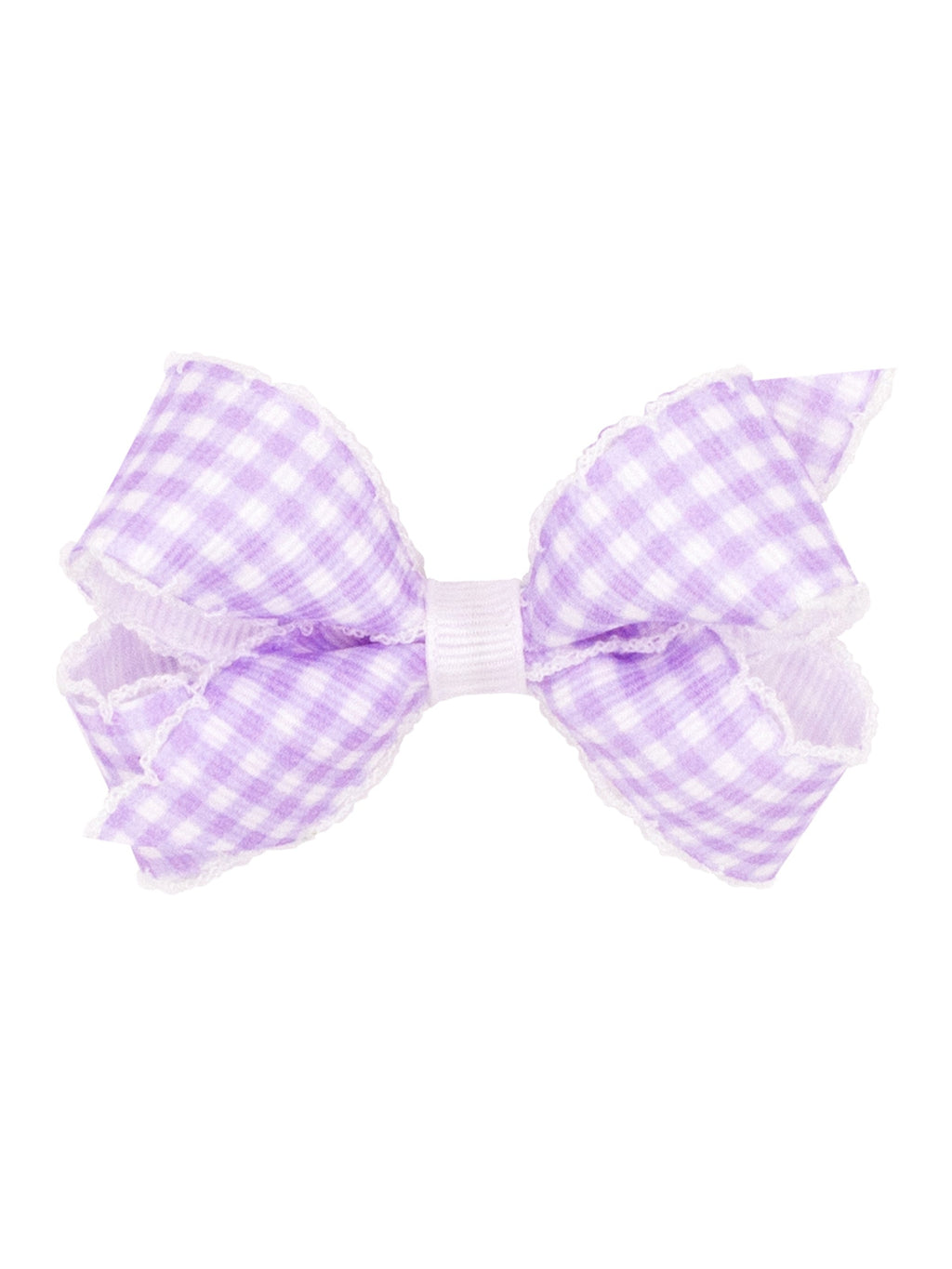 Gingham Printed Grosgrain Stitched Edge Bow