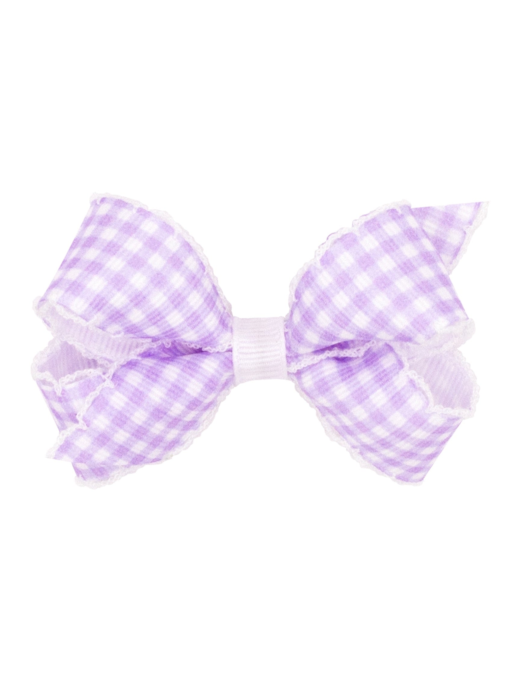 Gingham Printed Grosgrain Stitched Edge Bow