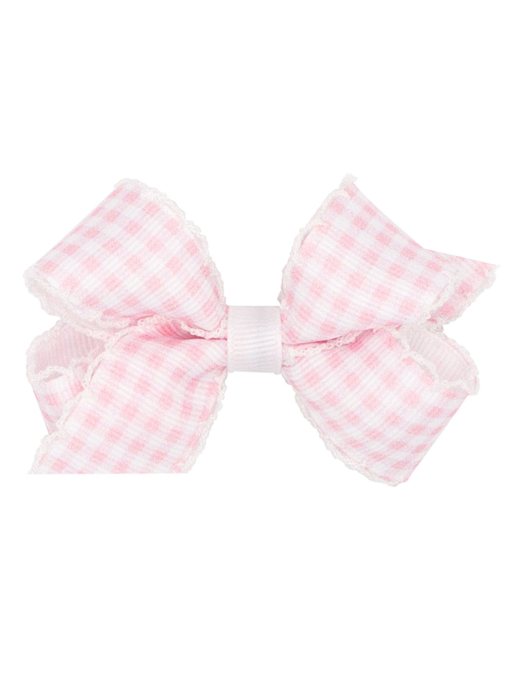 Gingham Printed Grosgrain Stitched Edge Bow