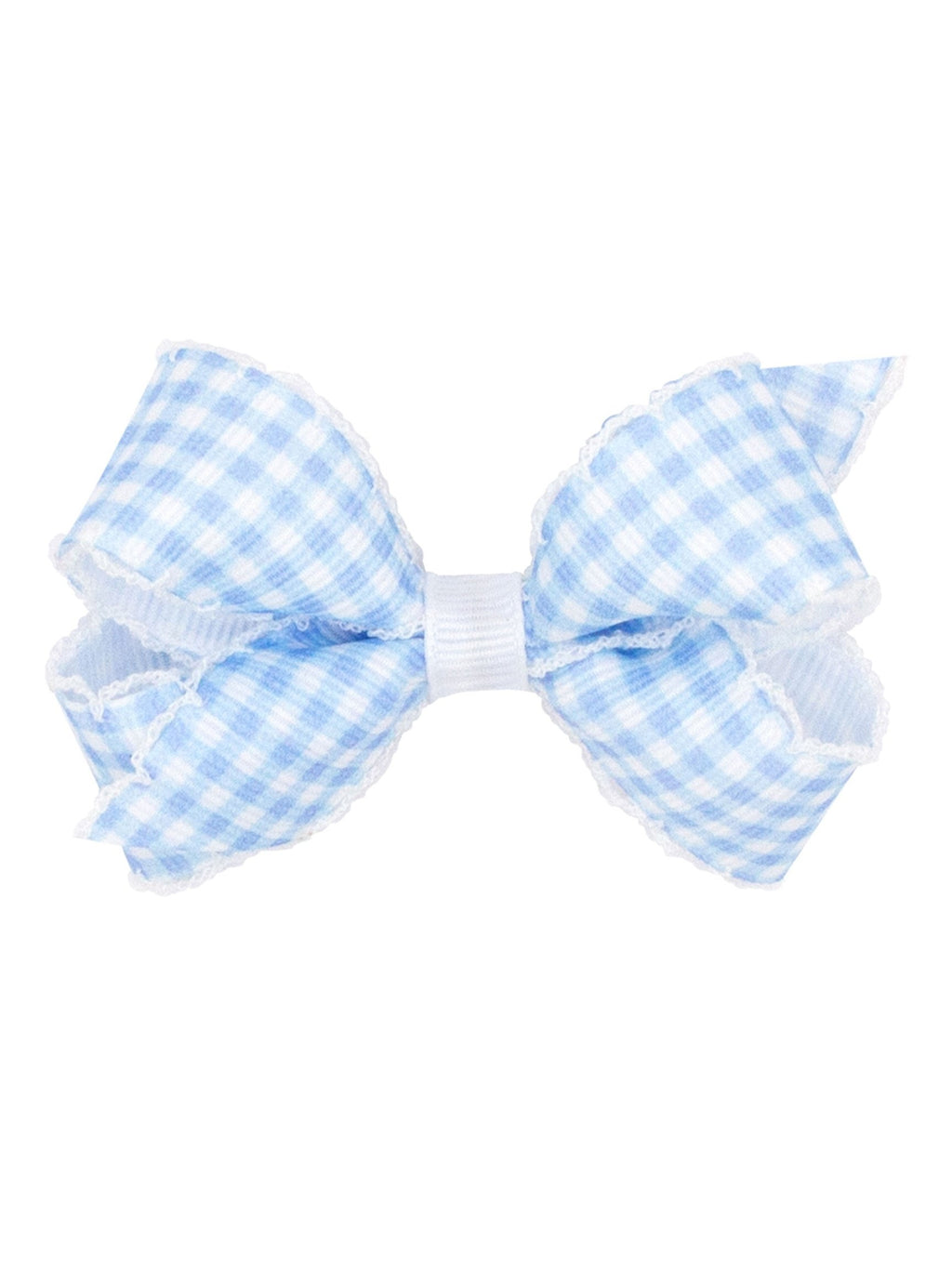 Gingham Printed Grosgrain Stitched Edge Bow