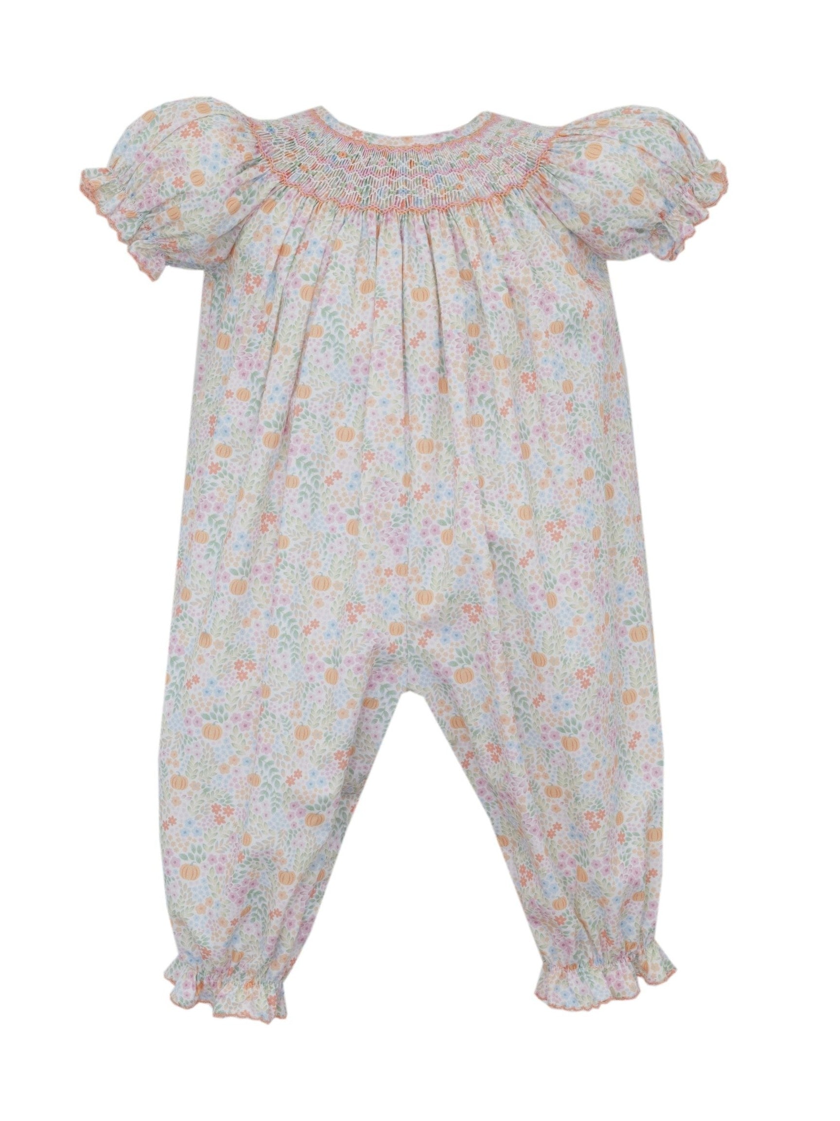 Pumpkin Print Multicolor Floral Long Bishop Bubble