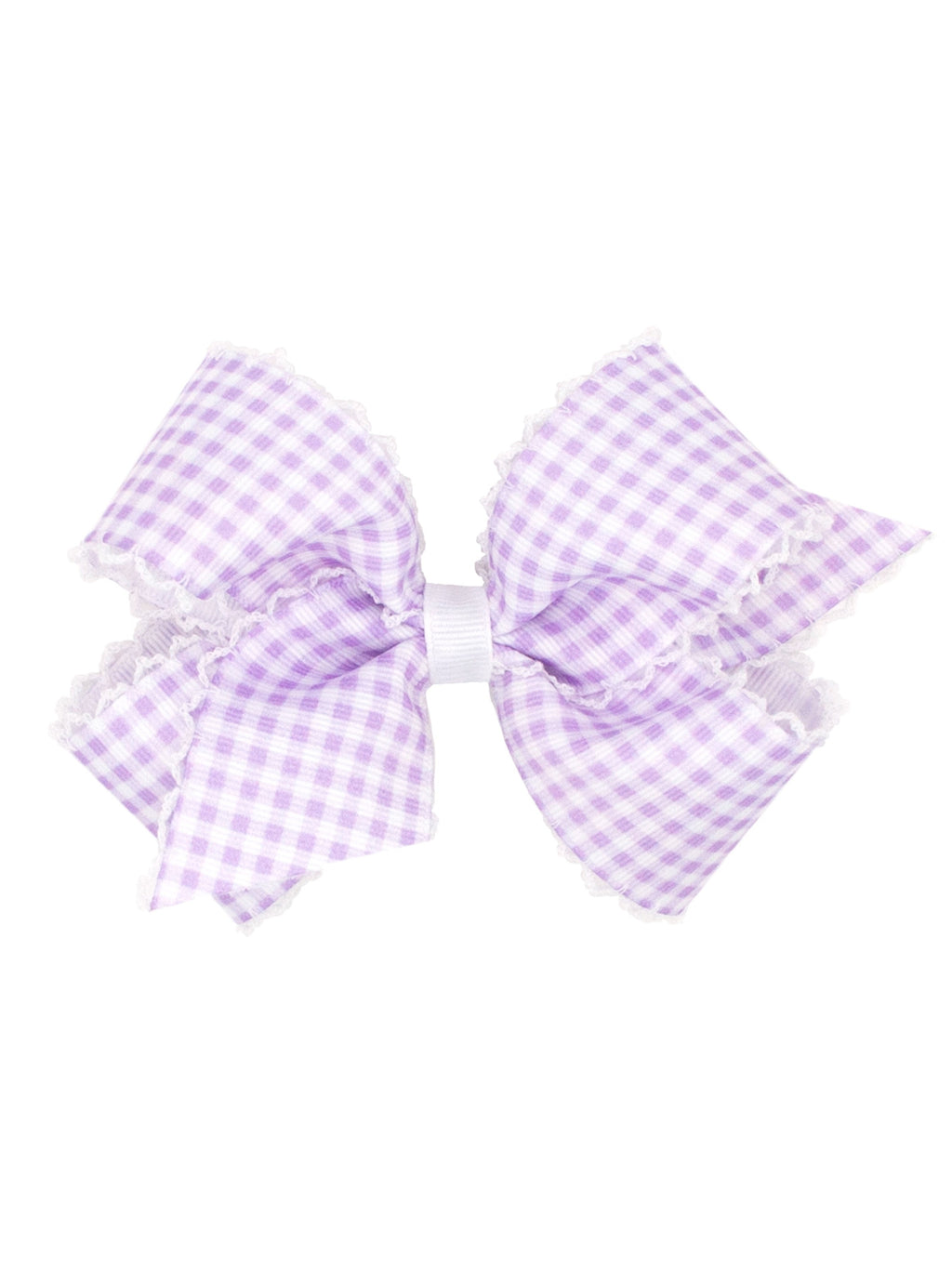 Gingham Printed Grosgrain Stitched Edge Bow