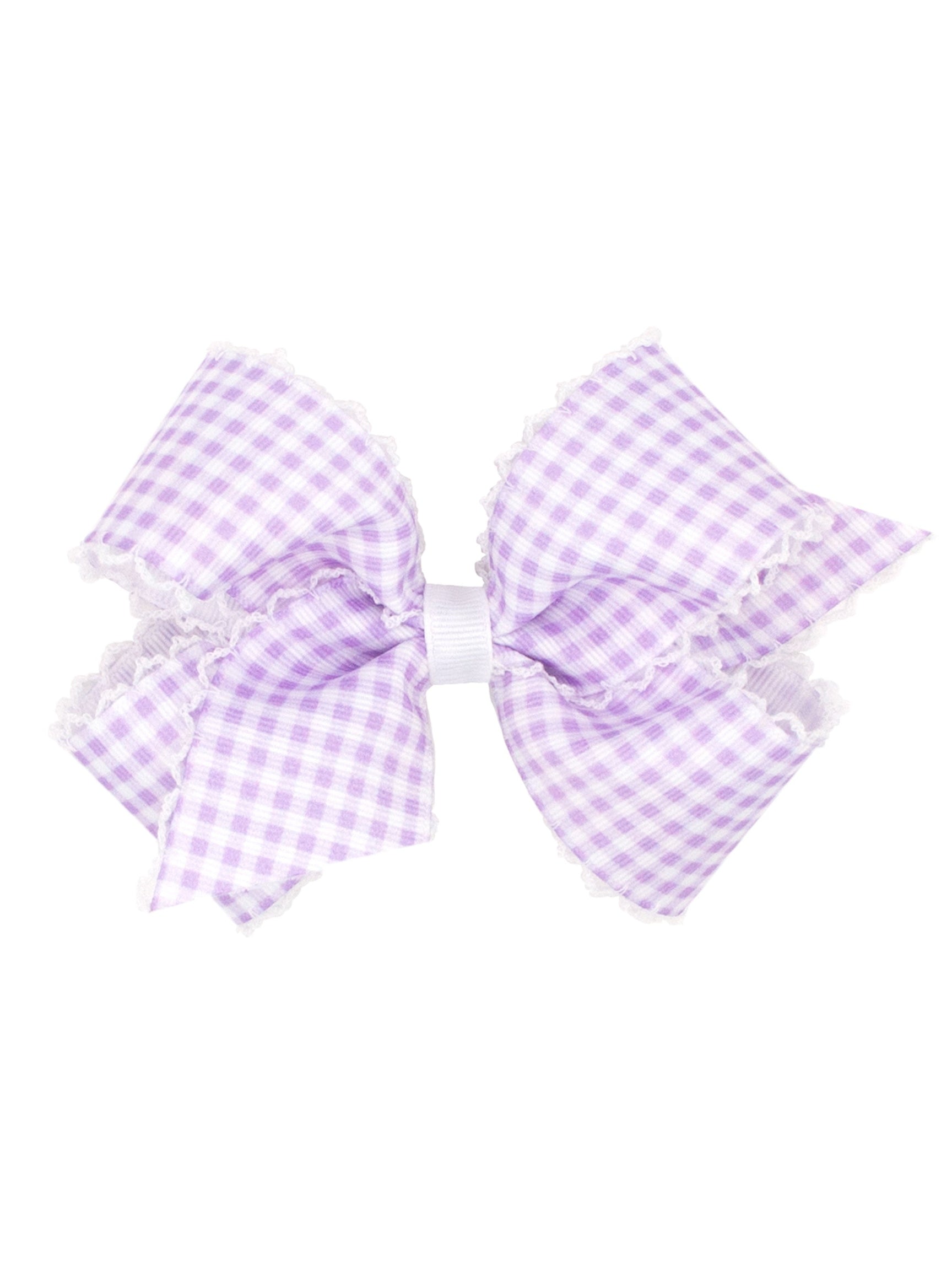 Gingham Printed Grosgrain Stitched Edge Bow