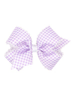 Gingham Printed Grosgrain Stitched Edge Bow