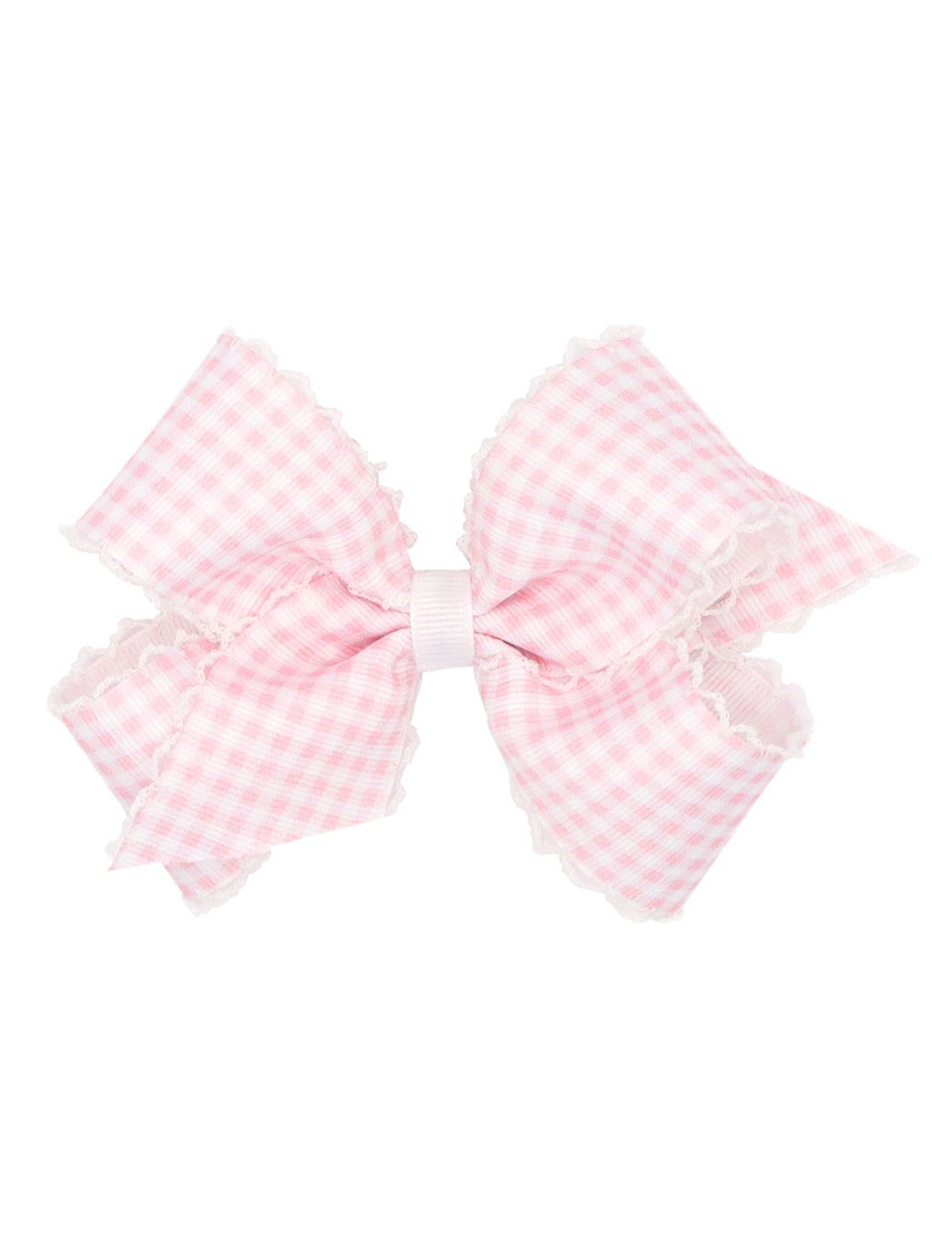 Gingham Printed Grosgrain Stitched Edge Bow