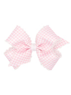 Gingham Printed Grosgrain Stitched Edge Bow