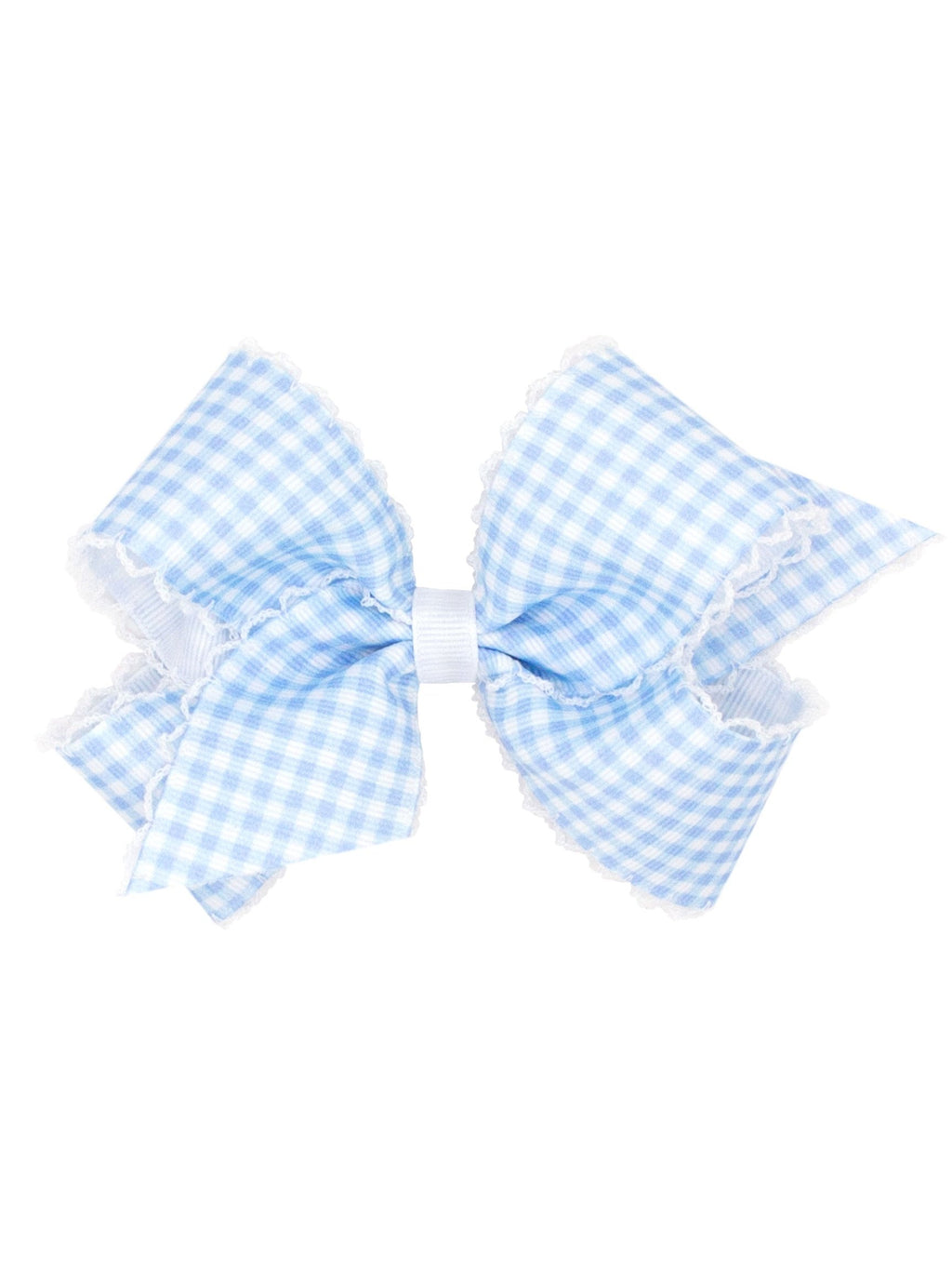Gingham Printed Grosgrain Stitched Edge Bow