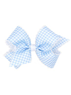Gingham Printed Grosgrain Stitched Edge Bow
