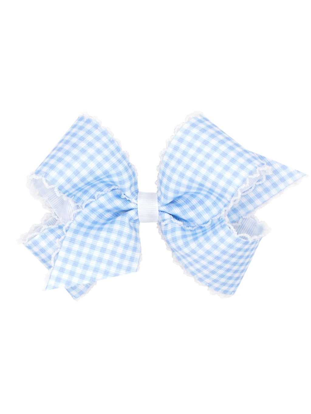 Gingham Printed Grosgrain Stitched Edge Bow