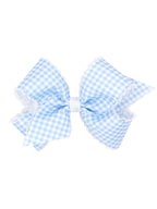 Gingham Printed Grosgrain Stitched Edge Bow