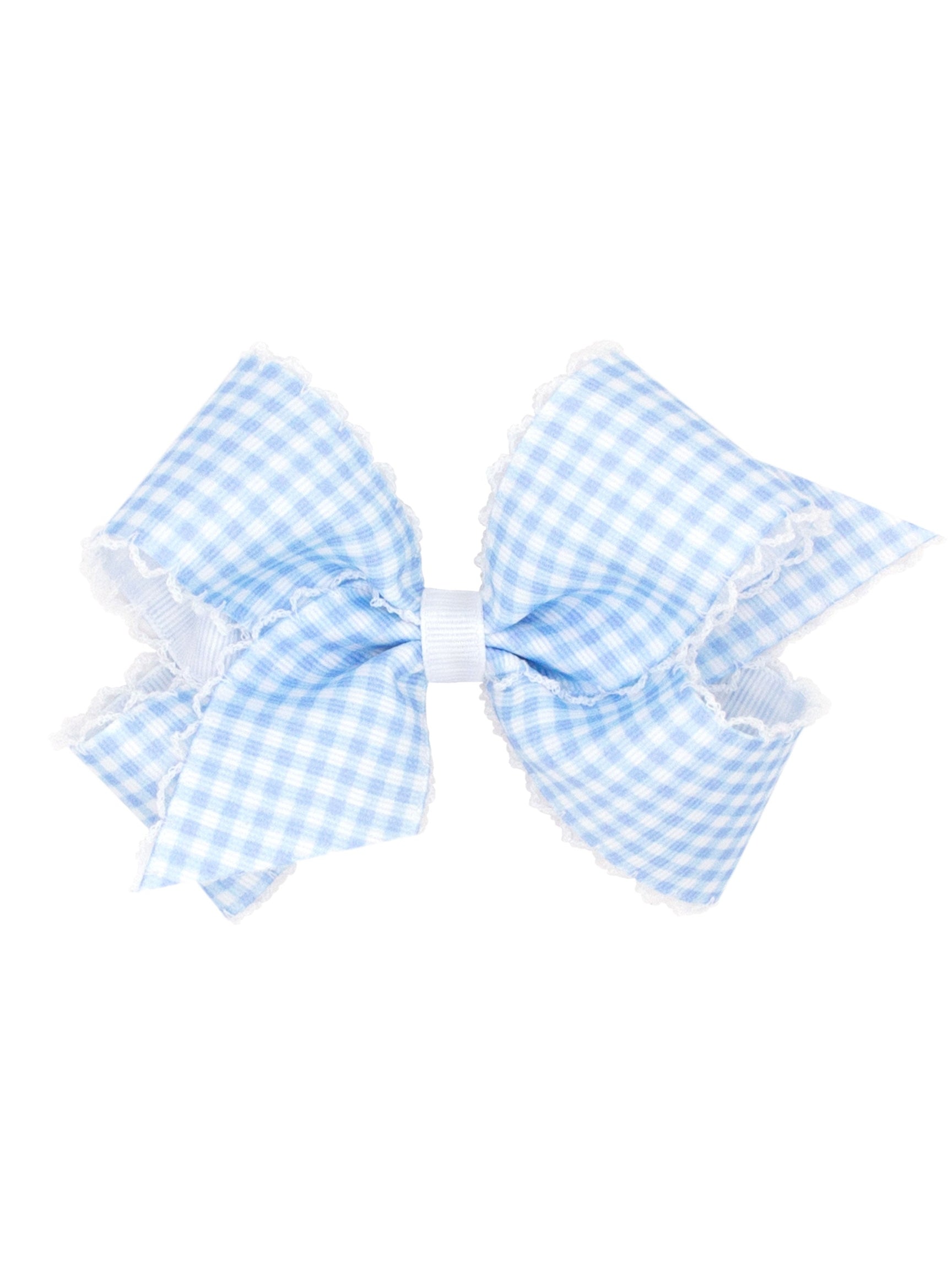 Gingham Printed Grosgrain Stitched Edge Bow