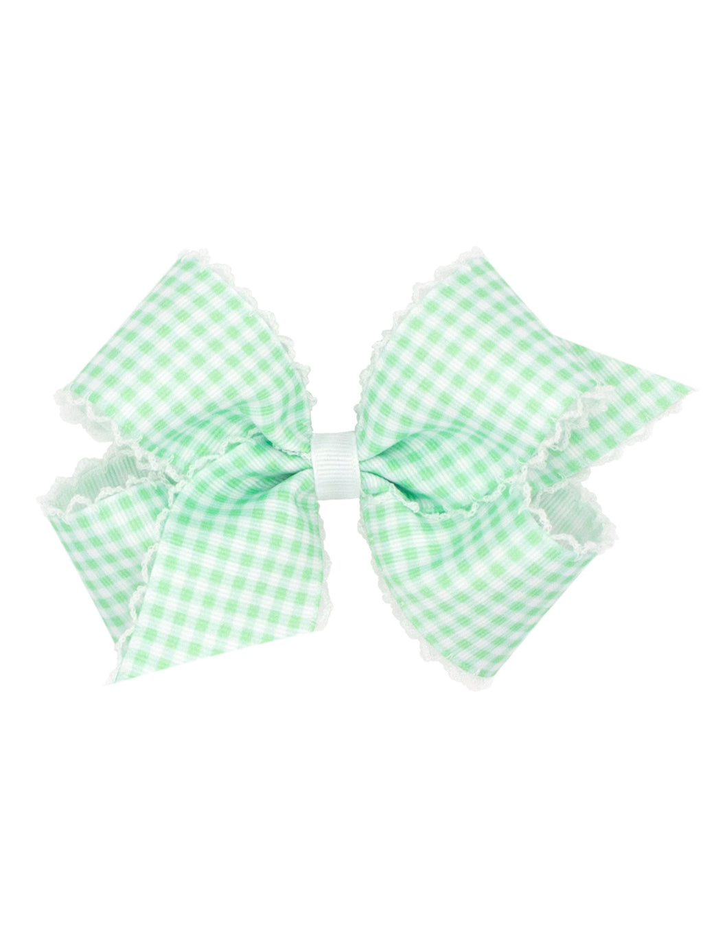 Gingham Printed Grosgrain Stitched Edge Bow