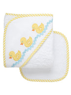 Applique Hooded Towel & Washcloth Set
