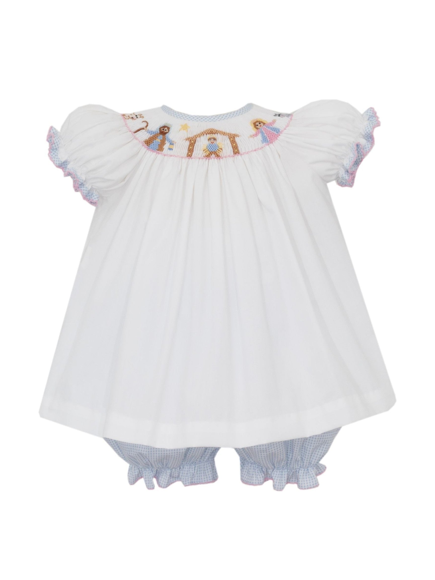 Nativity Girl´S Check Bishop Bloomer Set