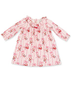 Bows & Santa - Long Sleeve Gown with Ruffle Collar