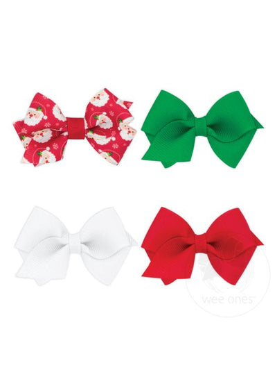 4 Pack Wee Grosgrain Bows - Christmas