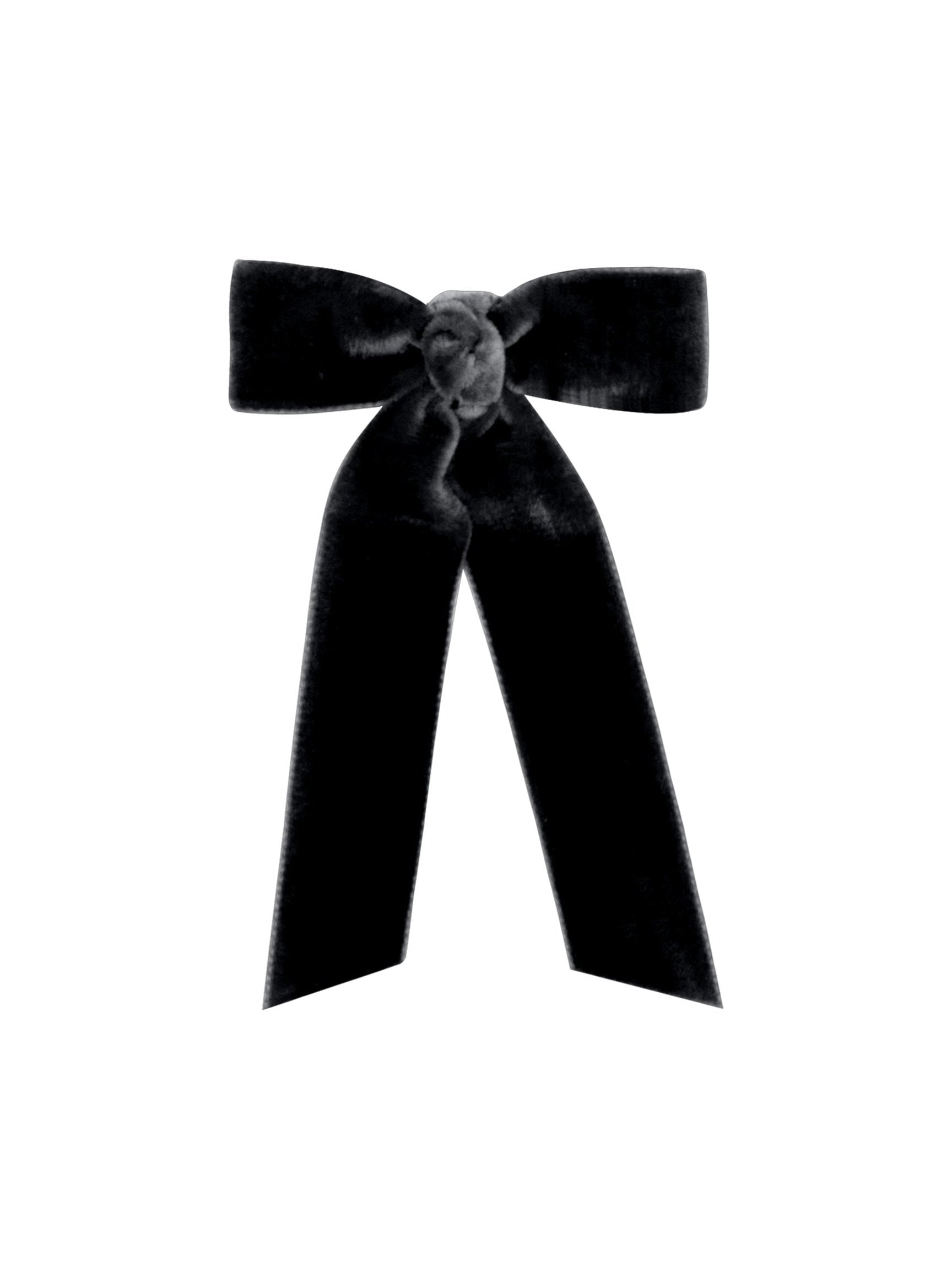 Tiny Velvet Bowtie with Knot Wrap and Streamer Tails