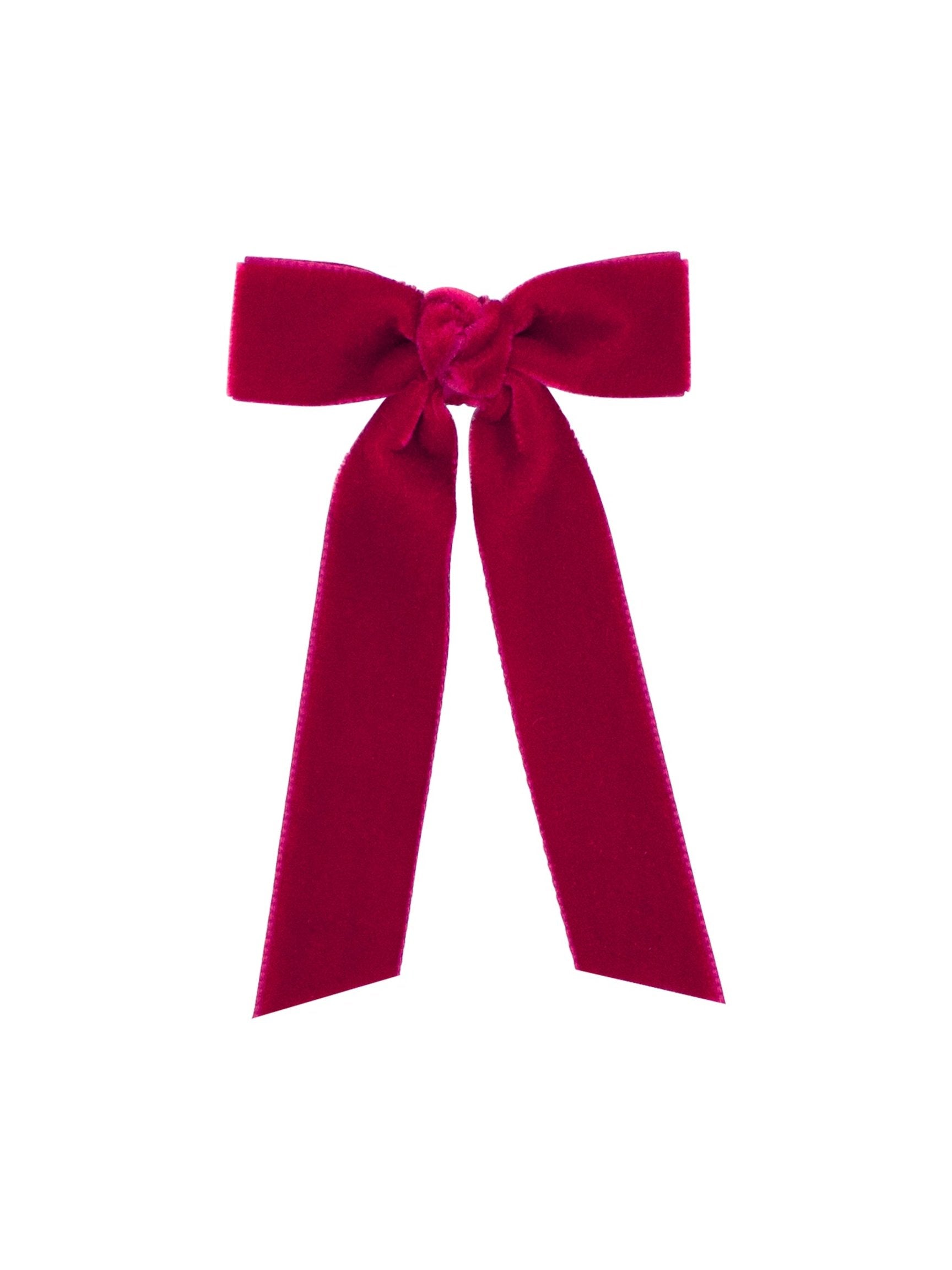 Tiny Velvet Bowtie with Knot Wrap and Streamer Tails