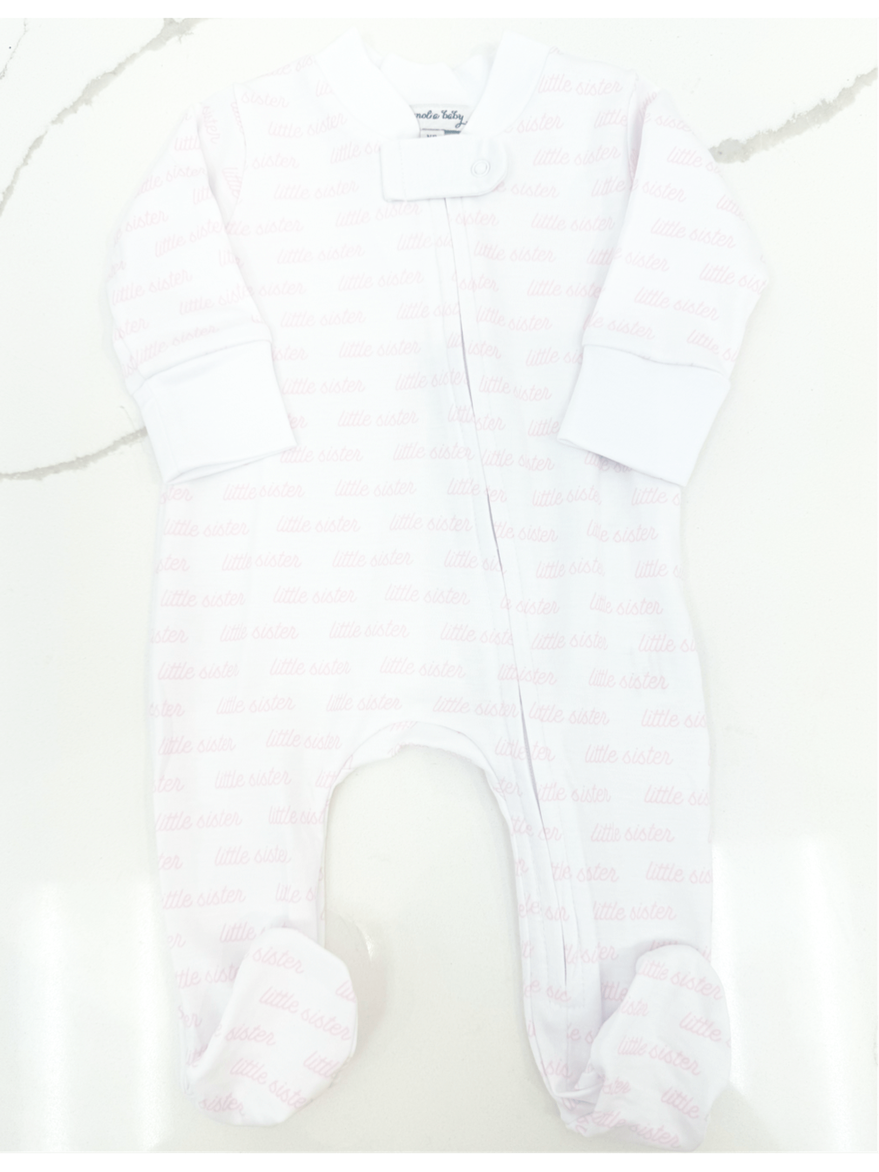 Little Sister Zipper Print Footie