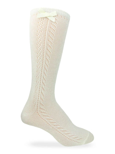 Pointelle Bow Knee High Socks