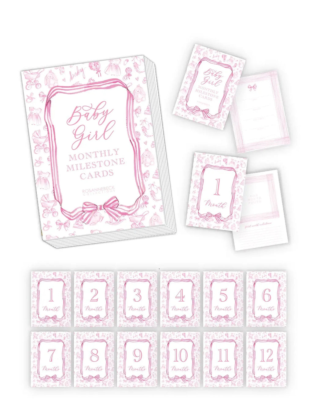 Handpainted Baby Toille Pattern Milestone Cards