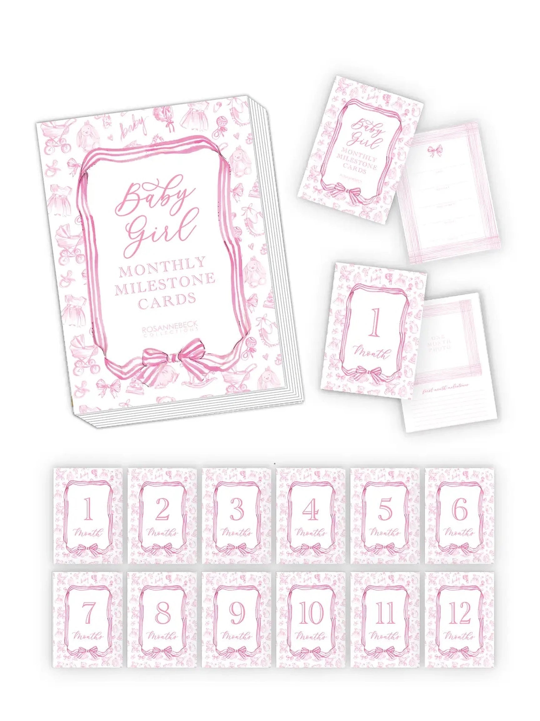 Handpainted Baby Toille Pattern Milestone Cards
