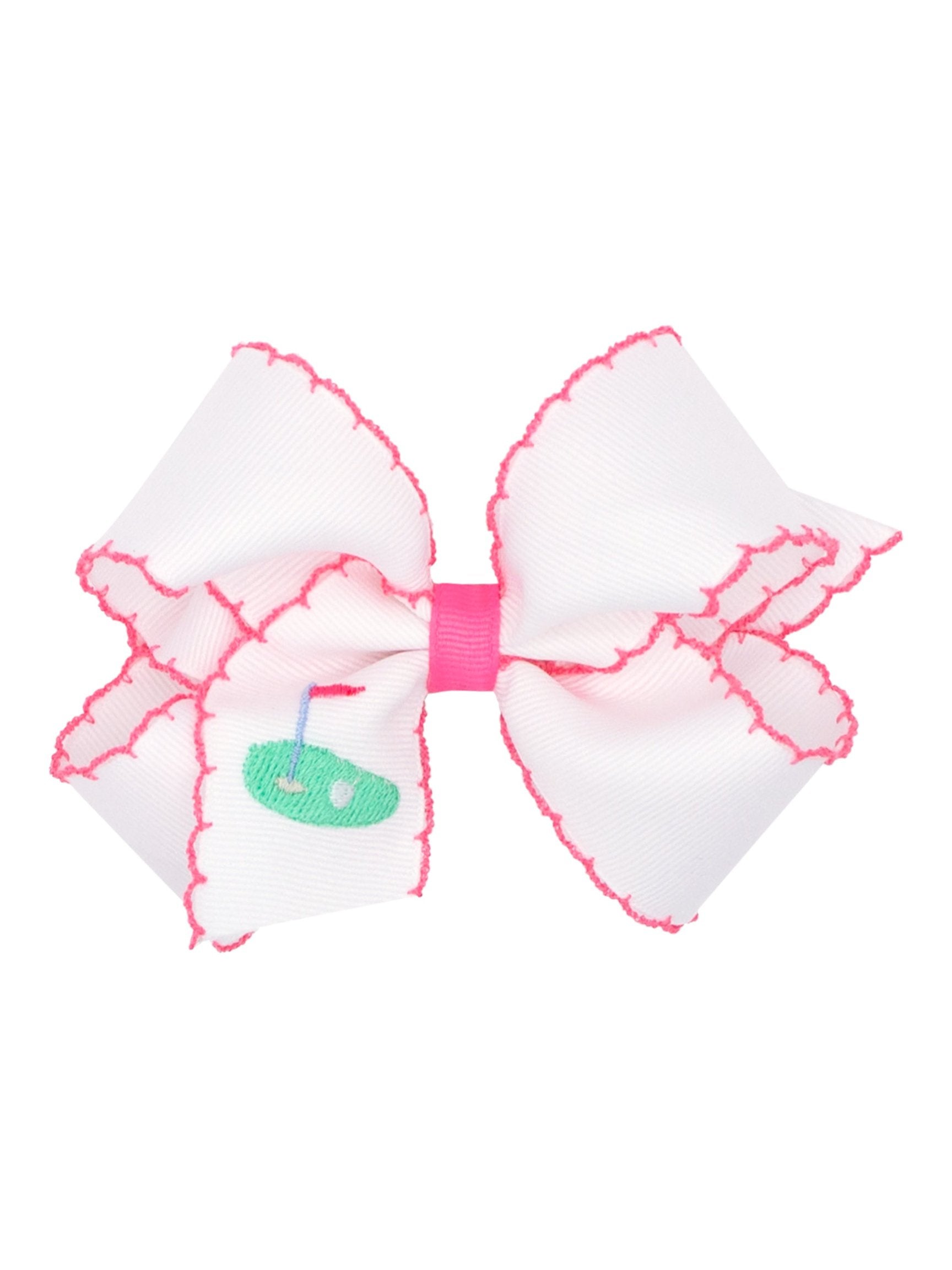 Moonstitch Embroidered Grosgrain Bow - Golf Designs