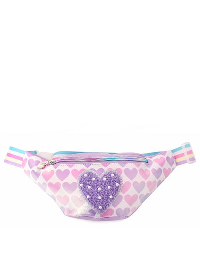 Metallic Heart-Printed Fanny Pack