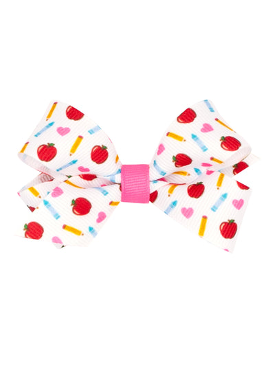 School-themed Printed Grosgrain Hair Bows