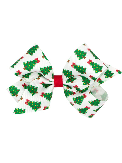 Grosgrain Print Hair Bows - Christmas