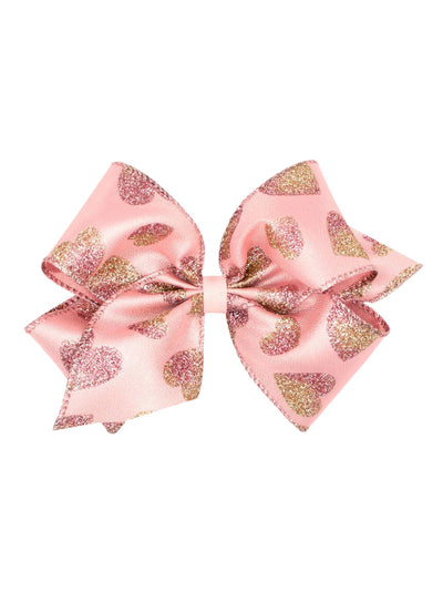 Taffeta Glitter Heart Hair Bow