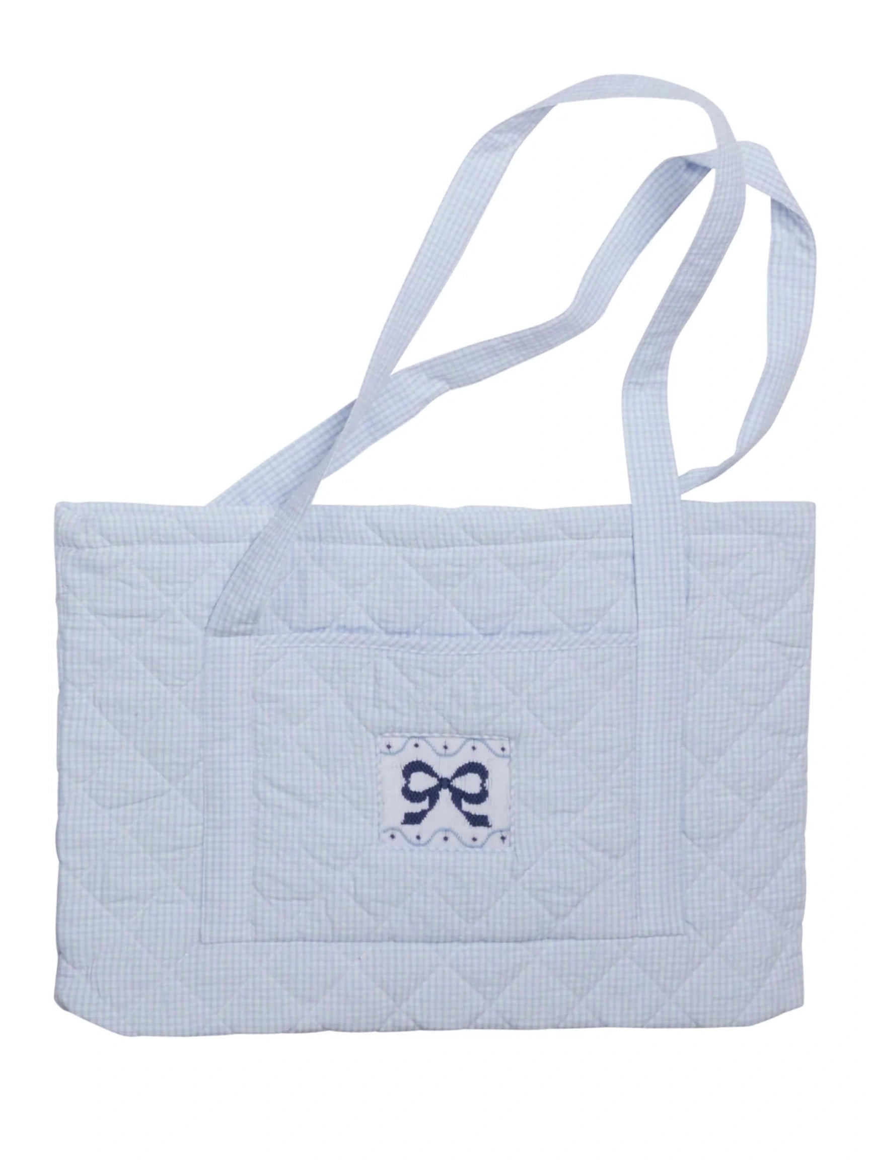 Quilted Luggage - Blue Bow
