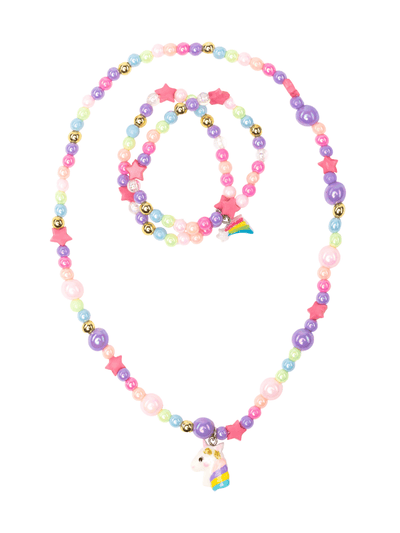 Cheerful Starry Unicorn Necklace & Bracelet Set, 2 pc