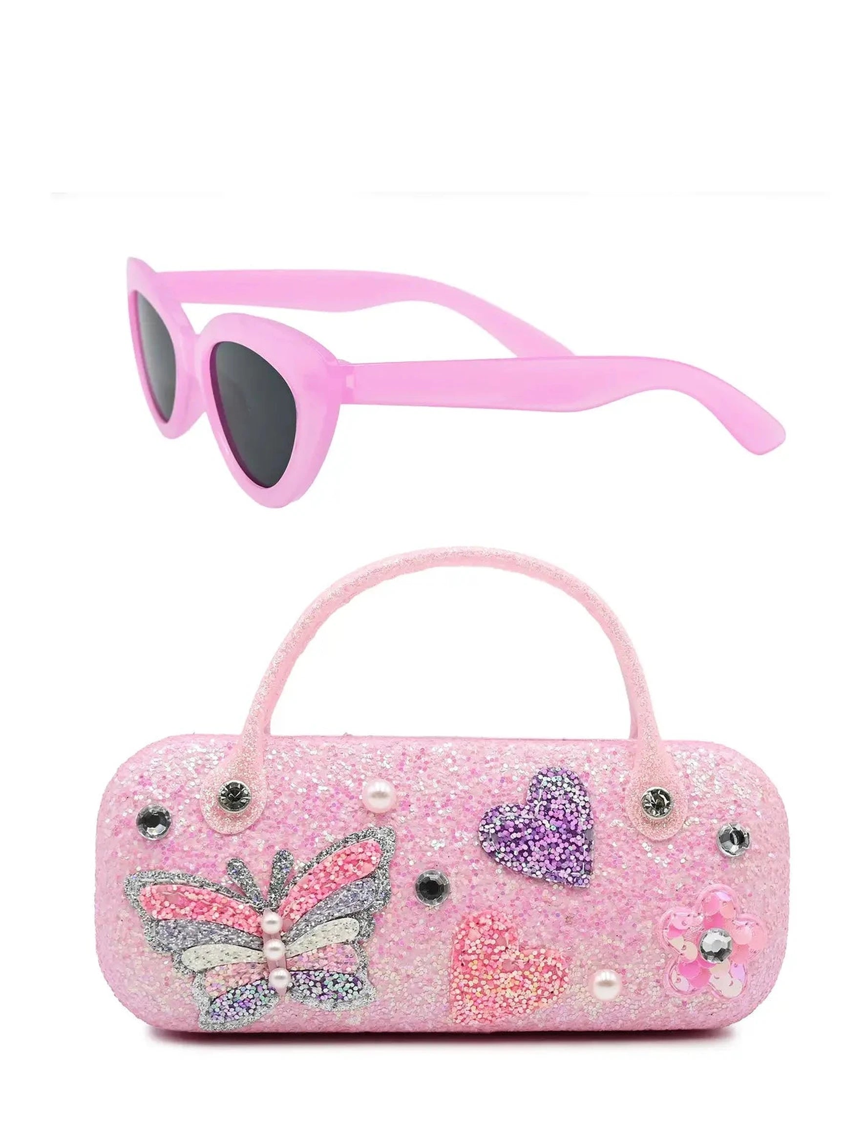 Glitter Butterfly Appliqué Case and Sunglasses